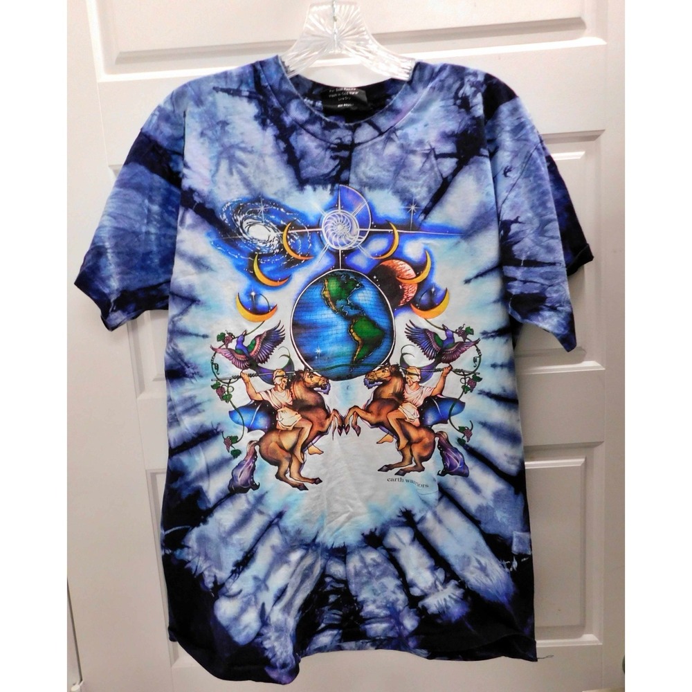 Vintage Liza Chapman Earth Warriors Tie Dye T-Shirt Single Stitch USA sz L